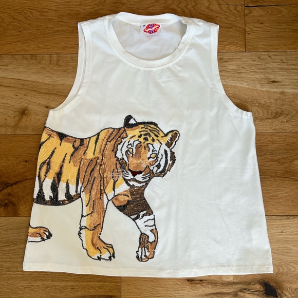 NEW WITHOUT TAG Sparkle City Wraparound Sequin Tiger Tank, Size Medium, SOLD OUT - Picture 1 of 10